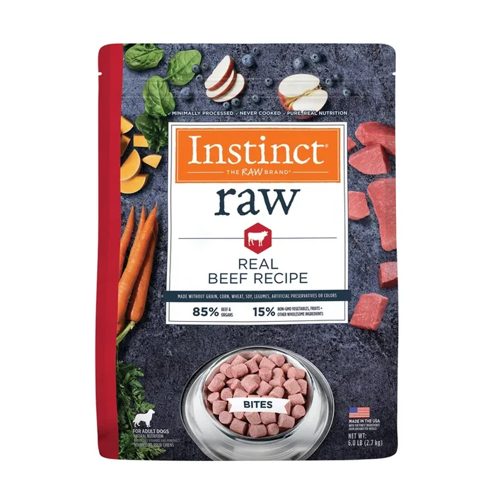 Instinct Raw Frozen Bites Frozen Dog Food – Real Beef – 6lb Bag