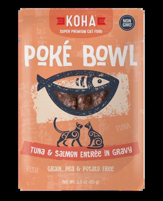 Koha Cat Poke Bowl Tuna & Salmon Entrée in Gravy Wet Cat Food, 3-oz pouch