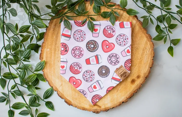 Love You a Latte – Dog Bandana Tie-On with Snap Buttons