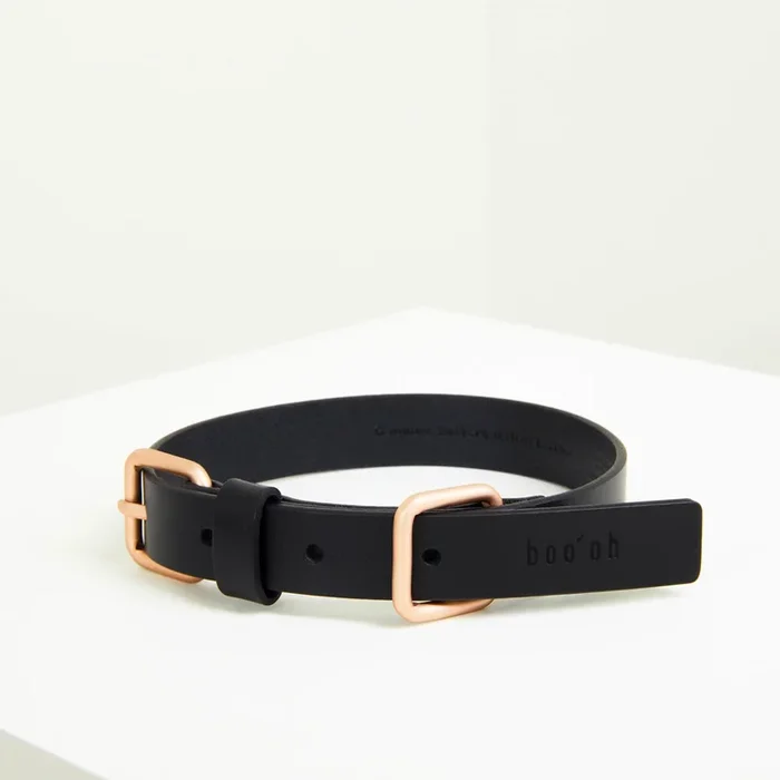 Lumi Italian Buttero Leather Dog Collar- Black