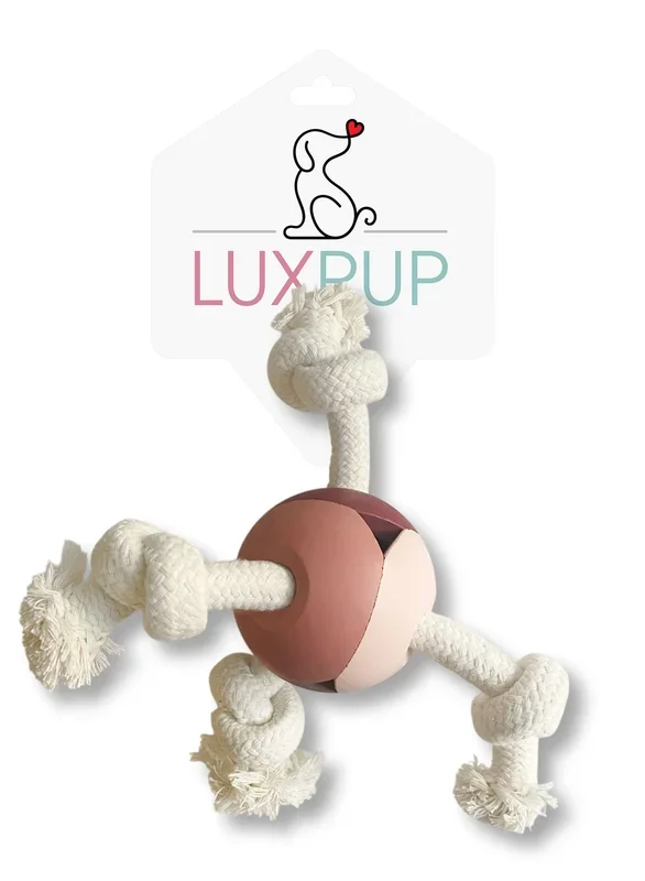 Lux Pup Ball W/ Rope- Pink
