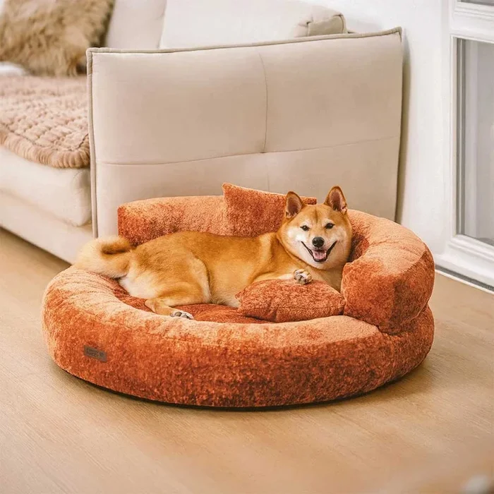 Luxe Diamond Velvet Removable Orthopedic Donut Dog Bed With Pillow – DreamNest