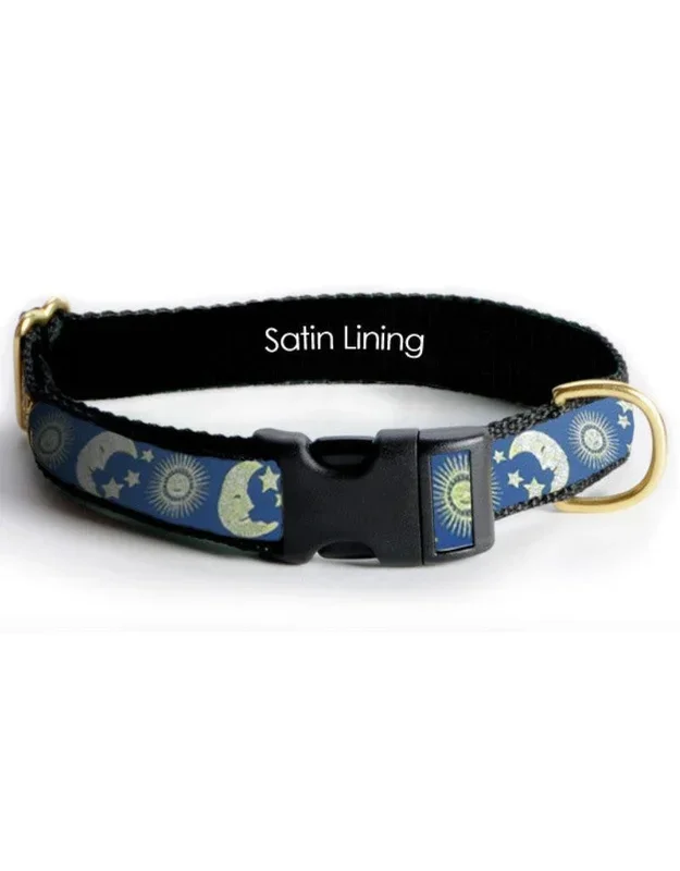 MACKENZIE Moon and Stars Dog Collar Blue 1.5in