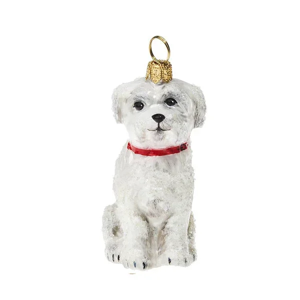 Maltese Puppy Snowy Ornament