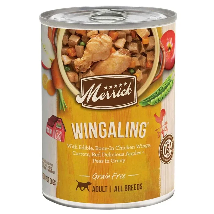 Merrick Grain Free Wet Dog Food, Premium And Wholesome Gluten Free Canned Adult Dog Food, Wingaling