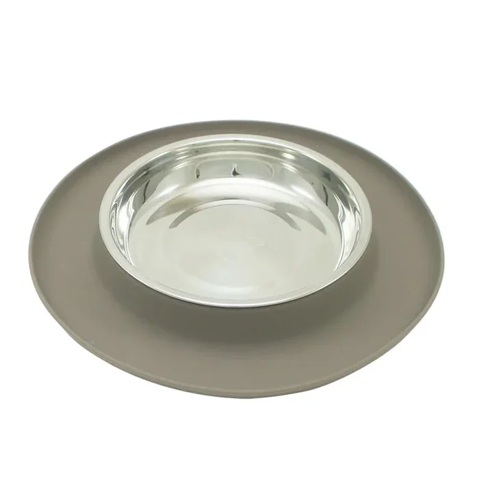 Messy Cats Silicone & Stainless Steel Cat Bowl – Grey