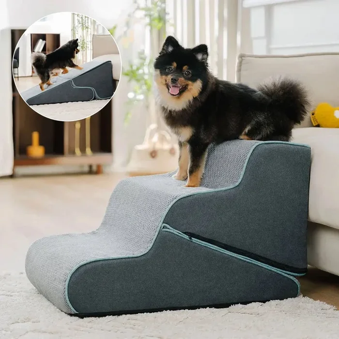 Multifunctional 2-in-1 Foldable Dog Stairs with Ramp Mode