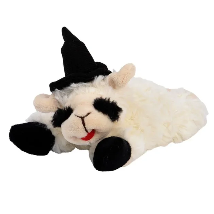 Multipet Halloween Witch Lamb Chop w/Black Hat & Paws 6.5″ Dog Toy