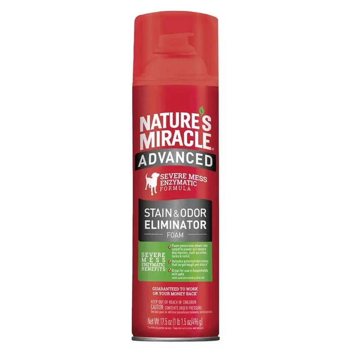 Nature’s Miracle Advanced Dog Stain & Odor Eliminator Foam, 17.5 Ounces