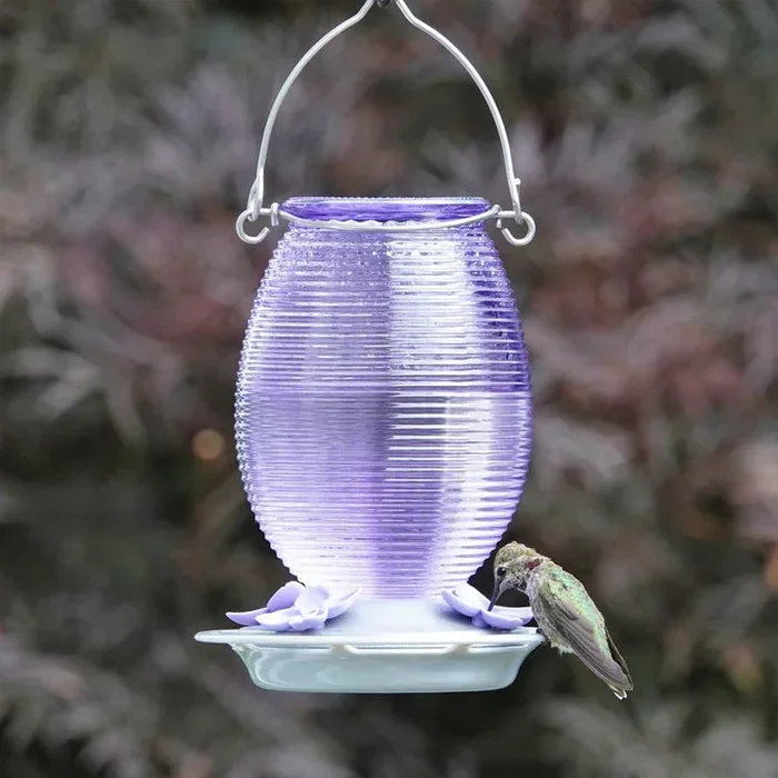 Nature’s Way Bird Products Lilac Dreams Antique Glass Gravity Hummingbird Feeder