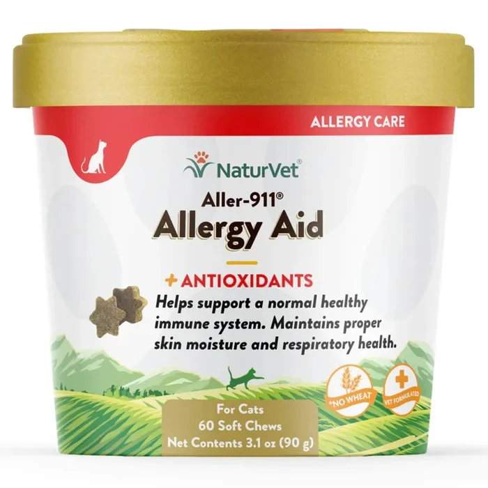 NaturVet – Aller-911 Allergy Aid Plus Antioxidants Soft Chews for Cats 60ct