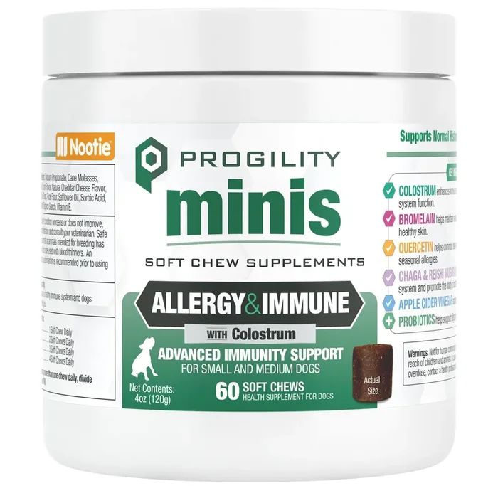 Nootie Progility Minis Allergy & Immune Soft Chews Supplement for Small & Medium Dogs, 60-count