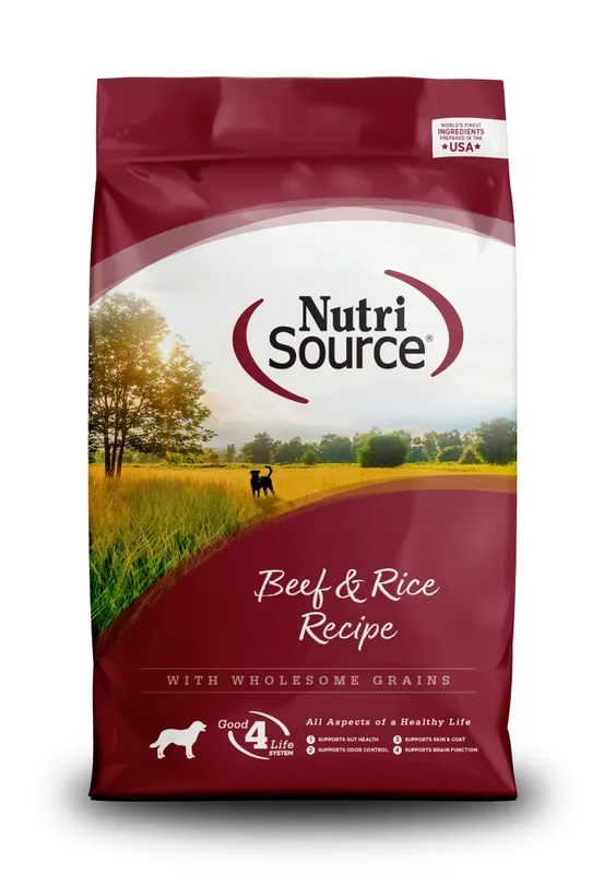 NutriSource Beef & Brown Rice Recipe with Wholesome Grains Dry Dog Food, 15-lb