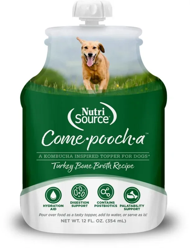 NutriSource Come-Pooch-A Turkey Bone Broth Dog Food Topper, 12-oz