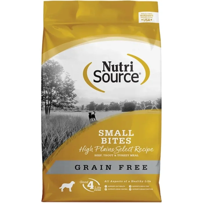 NUTRISOURCE DOG GRAIN FREE SMALL BITES HIGH PLAINS SELECT 4LB