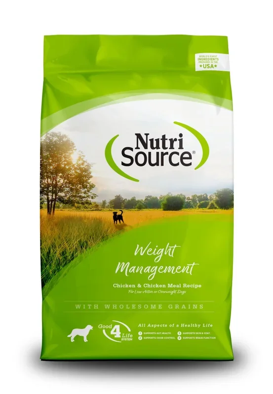 NutriSource Weight Management Chicken & Chicken Meal Recipe with Wholesome Grains Dry Dog Food, 26-lb