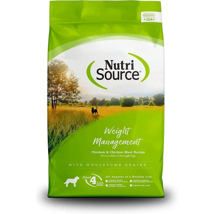 NutriSource Weight Management Dry Dog Food – Chicken & Rice – 12lb Bag