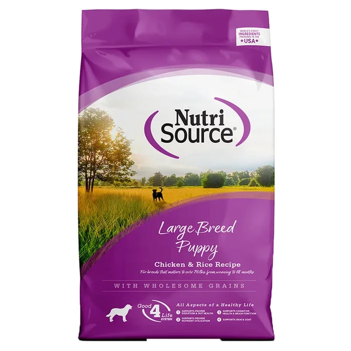NutriSource Wholesome Grains Large Breed Puppy – Chicken & Rice – 15lb Bag