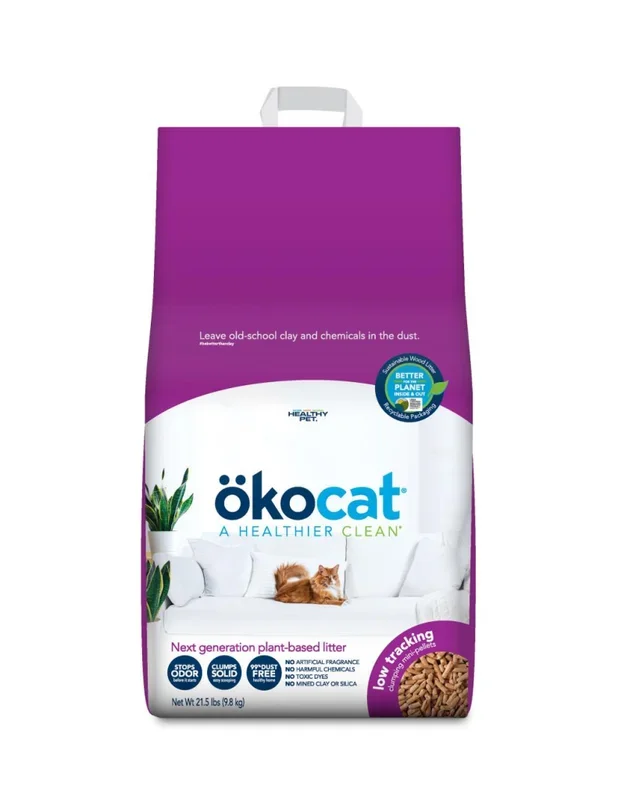 Okocat Low Tracking Mini-Pellets Clumping Wood Cat Litter, 21.5-lb