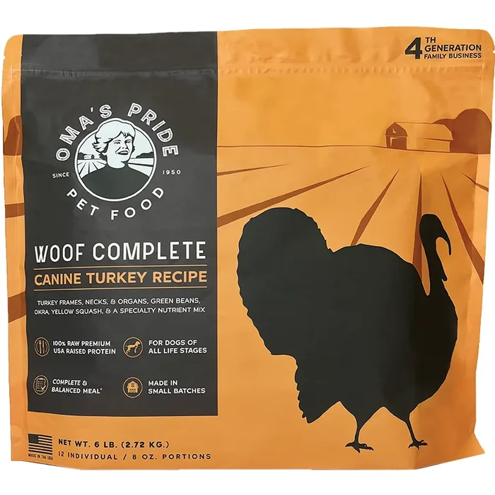 OMA’S PRIDE Frozen Dog Food Woof Complete Turkey
