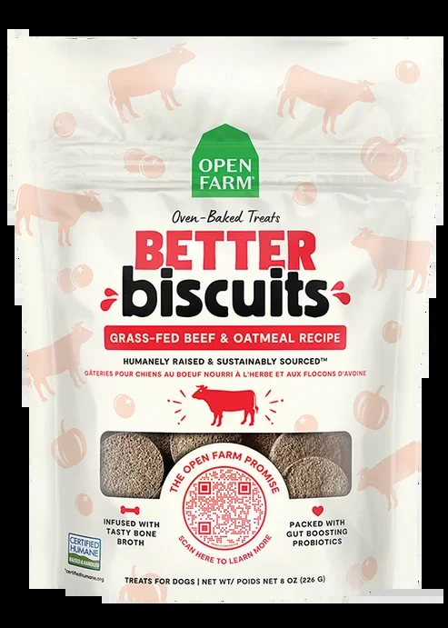Open Farm Better Biscuits Grass-Fed Beef & Oatmeal Recipe Dog Treats