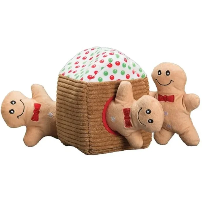 PatchWorkPet Gingerbread House with Men 10″ Plush Dog Toy Set