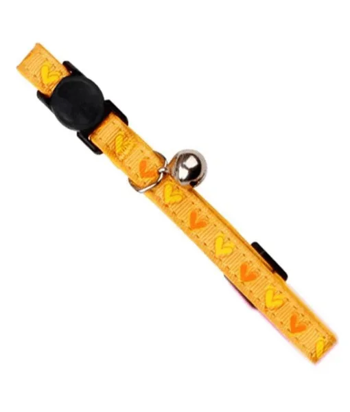 Pawise – Cat Collar Heart Yellow – Adjustable (26–30 cm)
