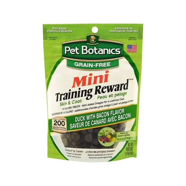 Pet Botanics GF Training Rewards Mini Dog Treats – Duck & Bacon – 4 oz.