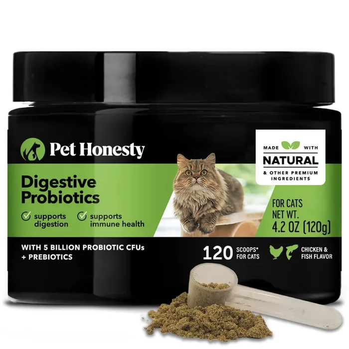 Pet Honesty Digestive Probiotic Supplement for Cats, Chicken & Fish Flavor, 120 Scoops