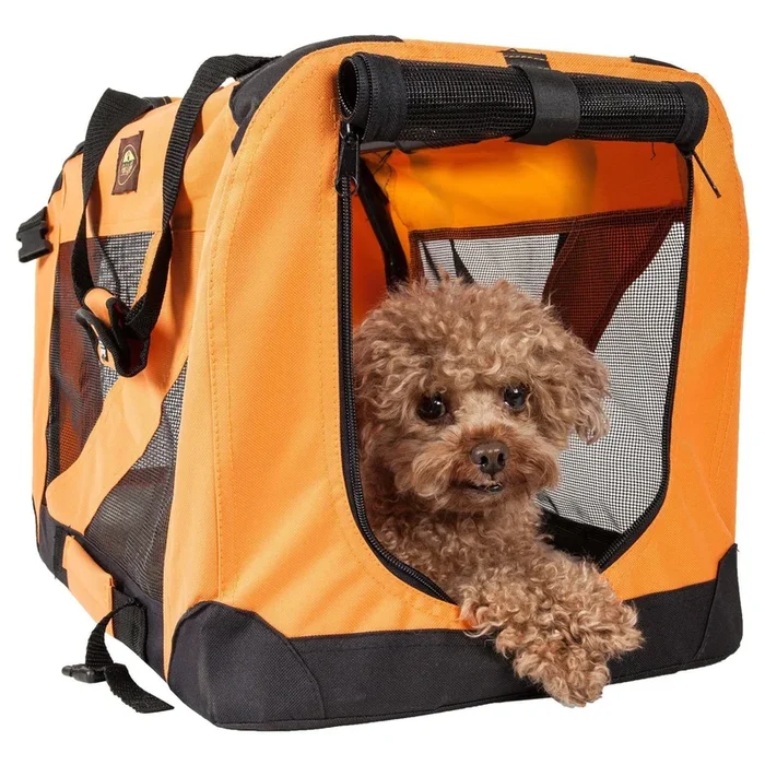 Pet Life ® ‘360° Vista View’ Zippered Soft Folding Collapsible Durable Metal Framed Pet Dog Crate House Carrier