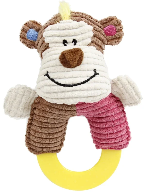 Pet Life ® ‘Ring-O-Round’ Plush Squeaking and Rubber Teething Newborn Puppy Dog Toy