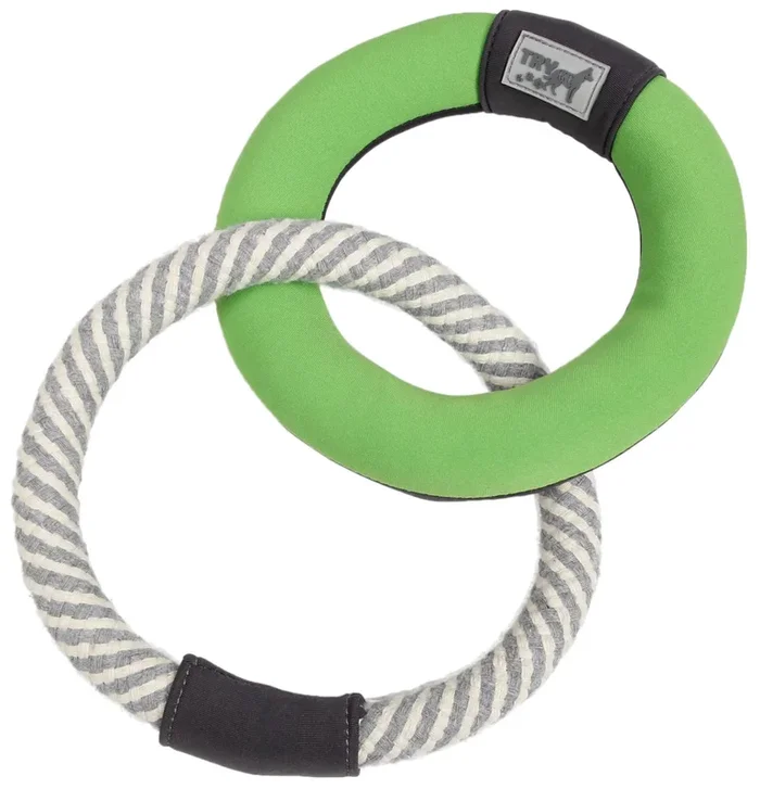 Pet Life ® ‘Ring Toss’ Dual-Connecting Jute Rope and Floating Ring Dog Toy