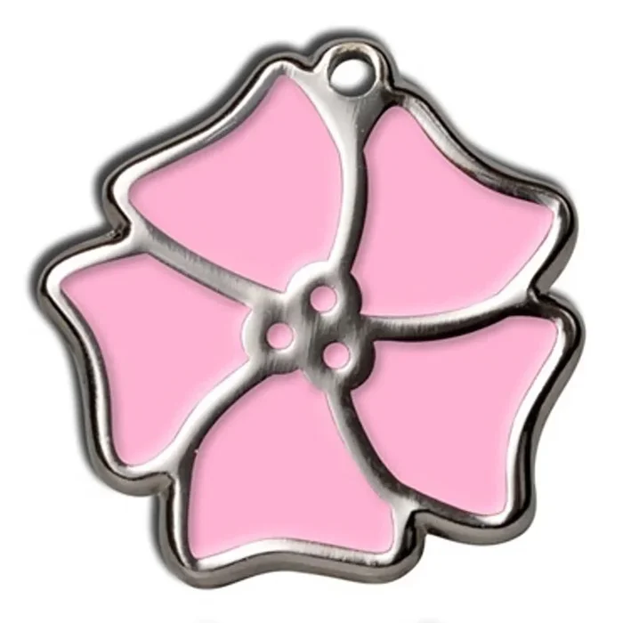 Pink Aloha Flower Dog ID Tag – With Engraving
