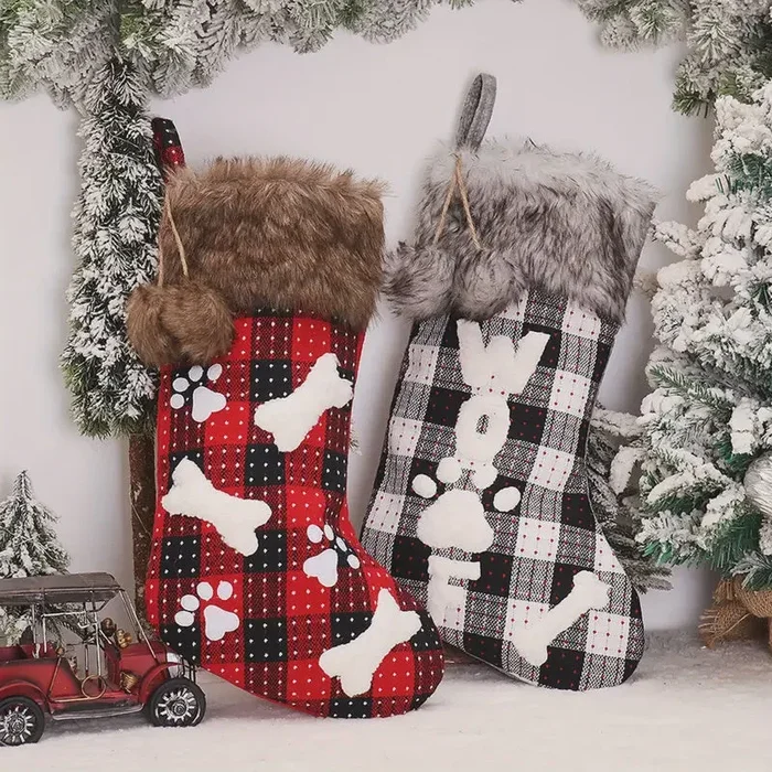 Plush Plaid Christmas Stocking