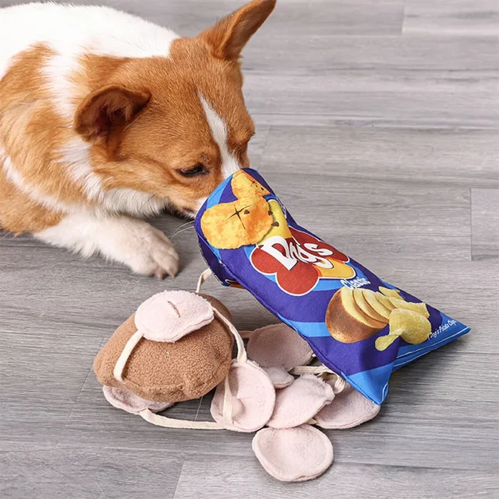 Potato Chips Interactive Slow Feeder Squeaky Snuffle Dog Toy