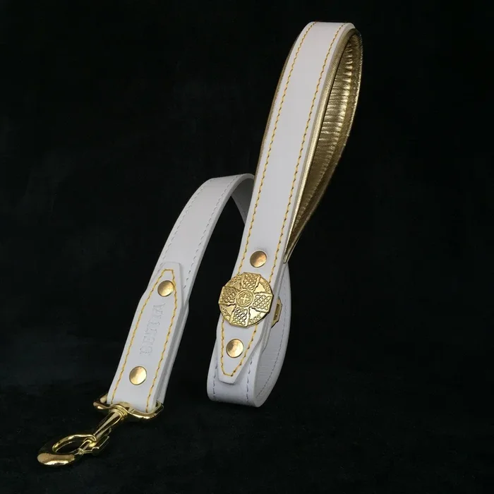 Il guinzaglio “Maximus” bianco e oro
