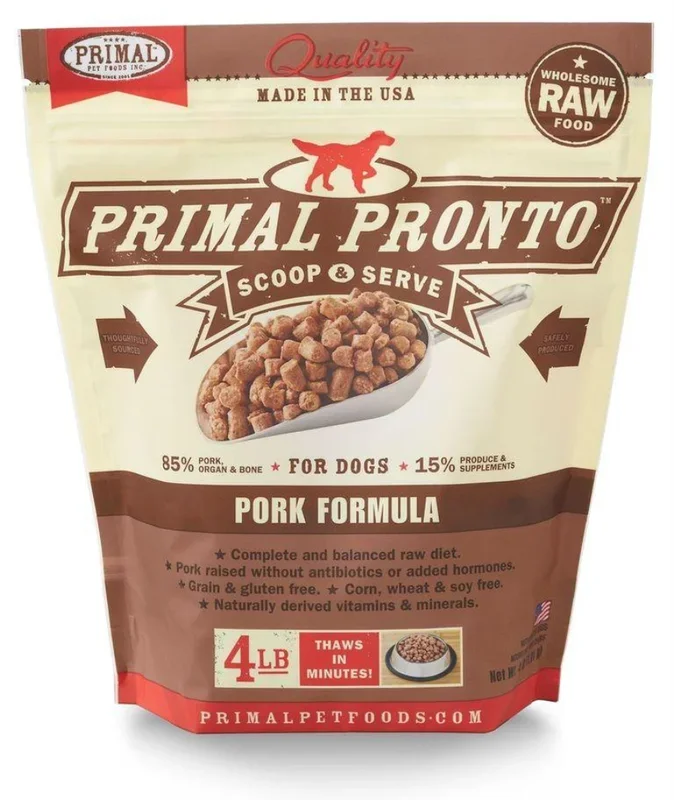 Primal Pronto Raw Frozen Pork Formula Dog Food, 4-lb