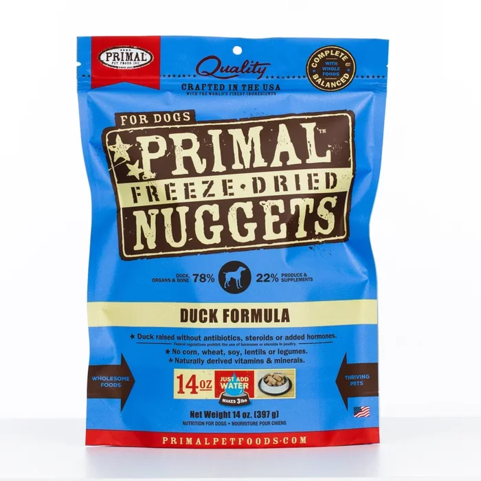 Primal Raw Freeze-Dried Nuggets Duck Formula Dog Food, 14-oz