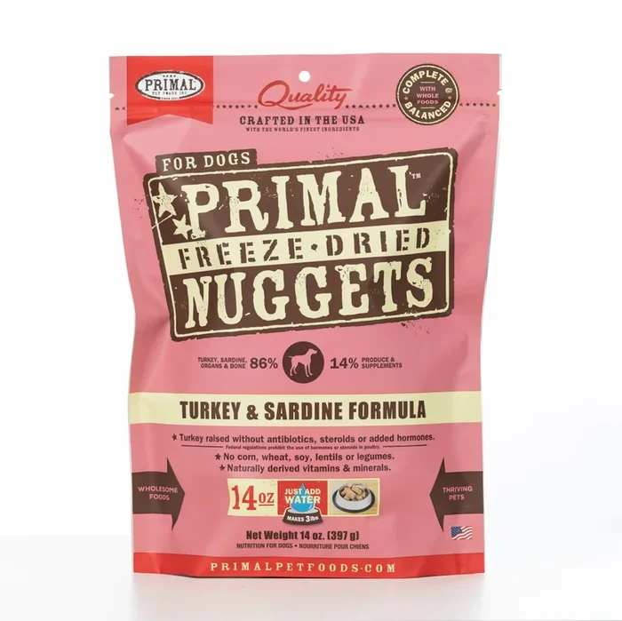 Primal Raw Freeze-Dried Nuggets Turkey & Sardine Formula Dog Food, 14-oz