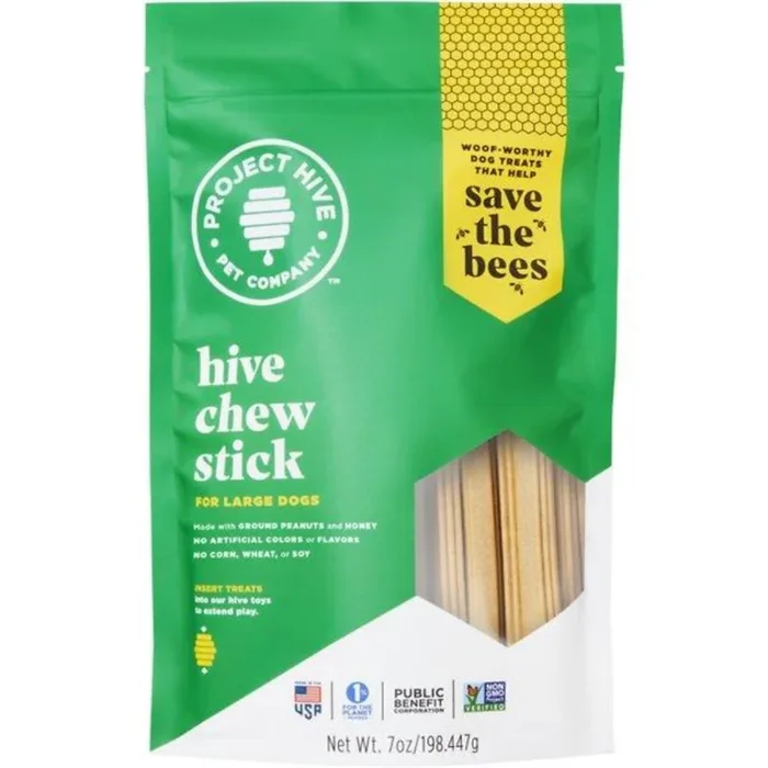 Project Hive Pet Company Chew Sticks Hard Treats for Large Dogs, 7-oz