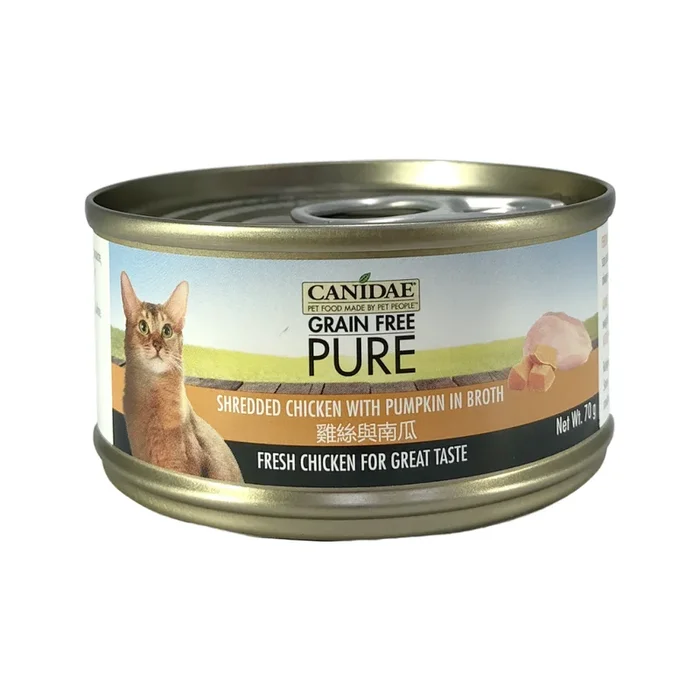 PURE Grain Free Cat Can – Shredded Chicken with Pumpkin in Broth