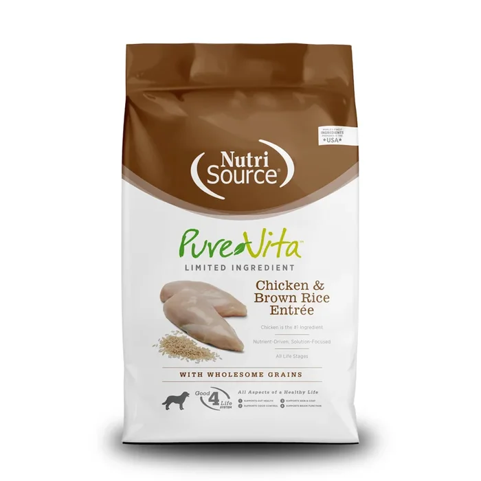 Pure Vita Chicken & Brown Rice Dry Dog Food, 4 Pounds