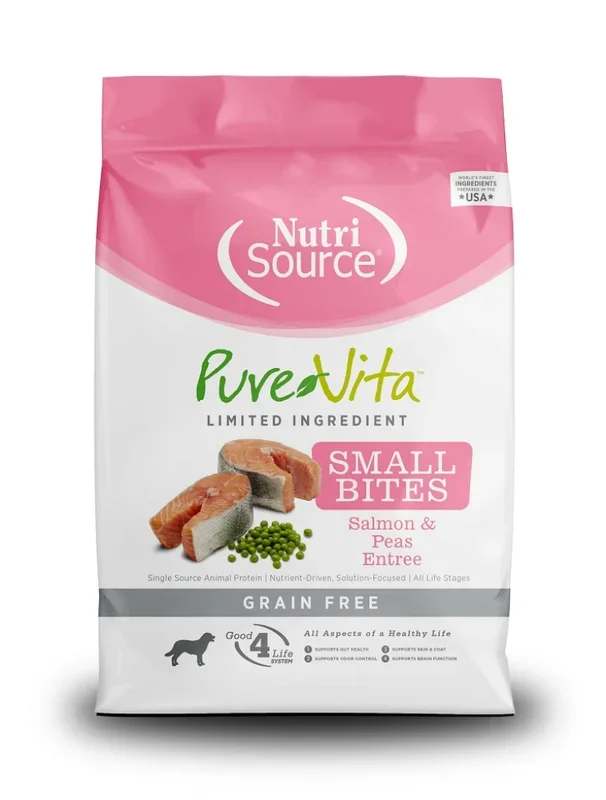PURE VITA DOG GRAIN FREE SMALL BITES SALMON & PEAS 4LB