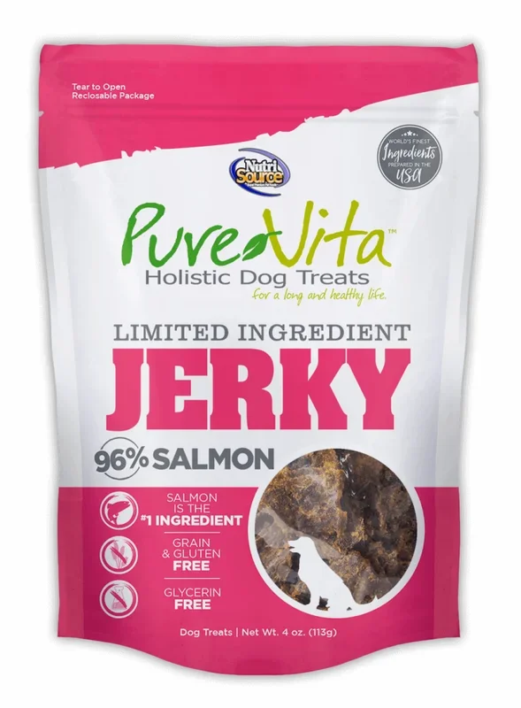 PureVita Limited Ingredient Jerky Salmon Dog Treat, 4-oz