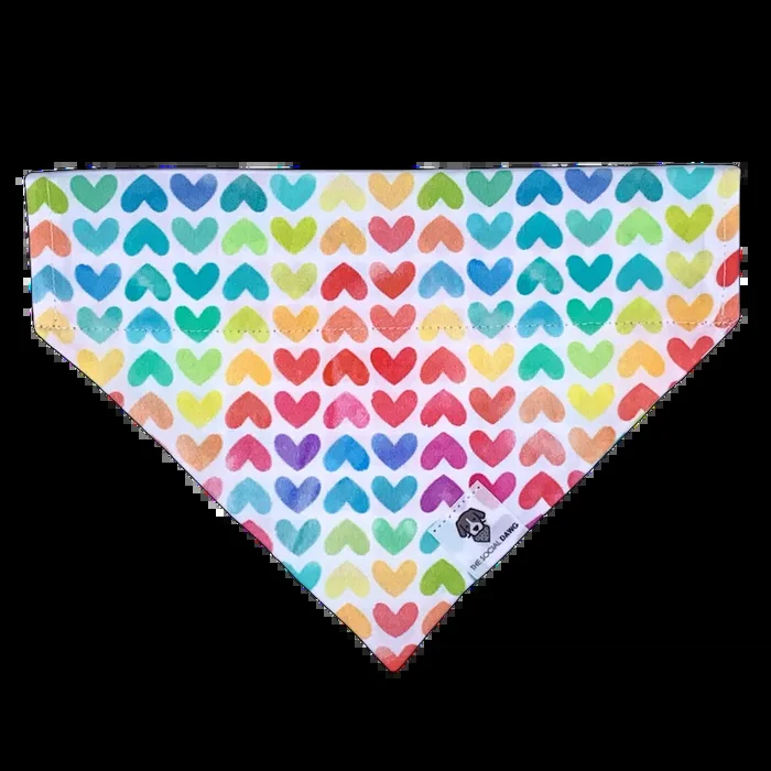 Rainbow Hearts Slip-On Dog Bandana