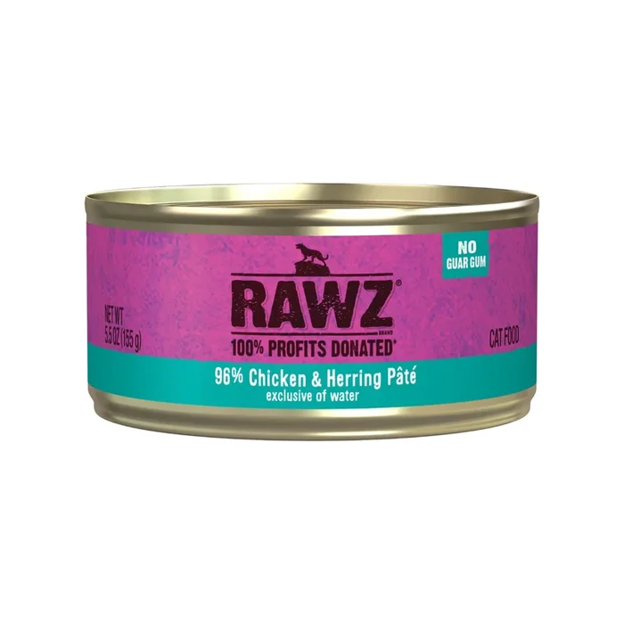 Rawz Cat Cans 96% Chicken Herring Pate 5.5oz