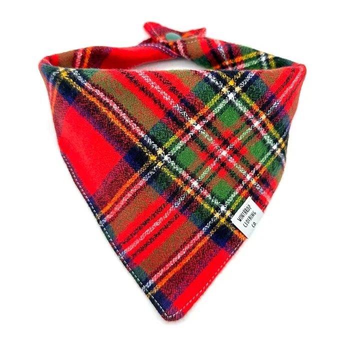 Red Tartan Flannel Dog Bandana