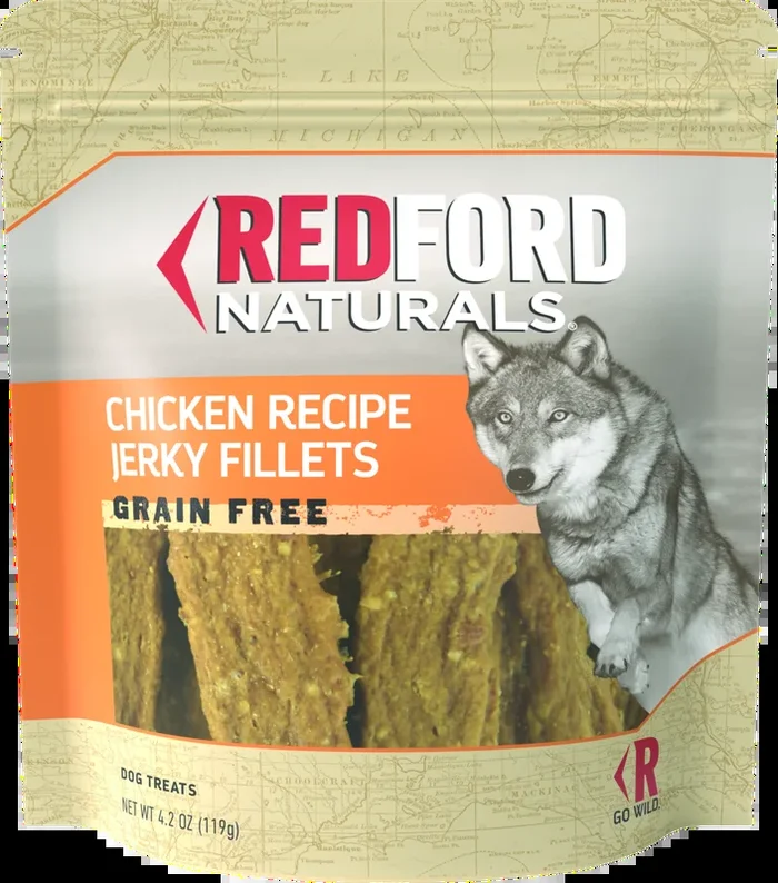Redford Naturals Adult Grain Free Jerky Fillets Dog Treat, Chicken Recipe, 4 Ounces