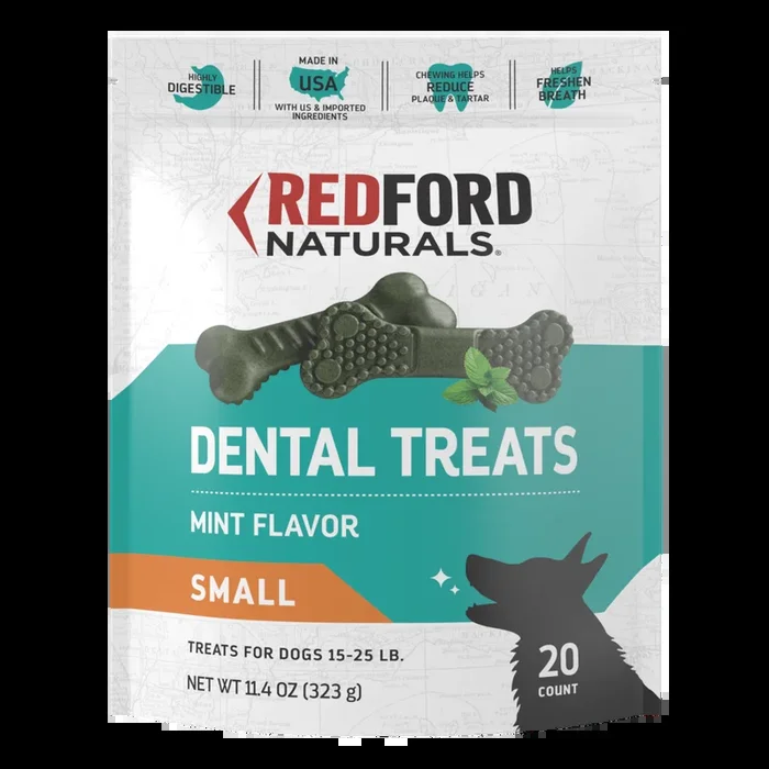 Redford Naturals Dental Dog Treats, Mint Flavor, Small, 20 Count, 11.4 Ounces