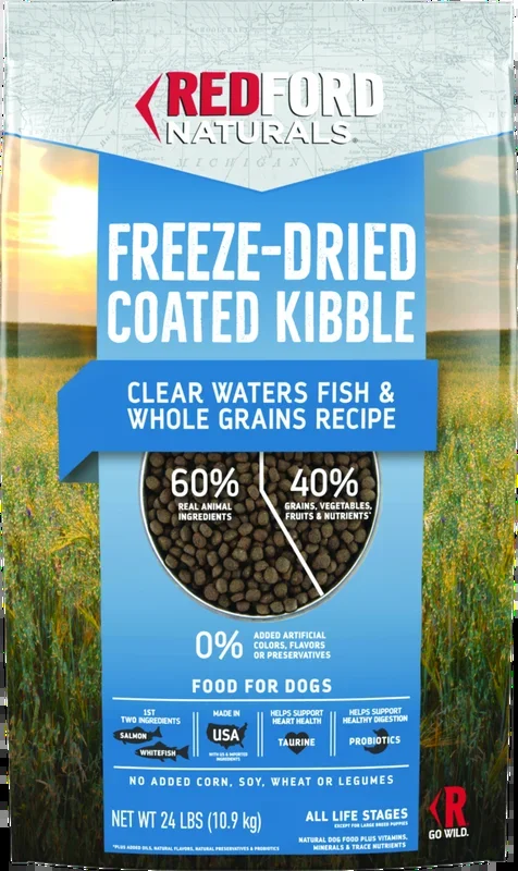 Redford Naturals Freeze-Dried Coated Kibble Dry Dog Food, Clear Waters Fish & Whole Grains Recipe, 2